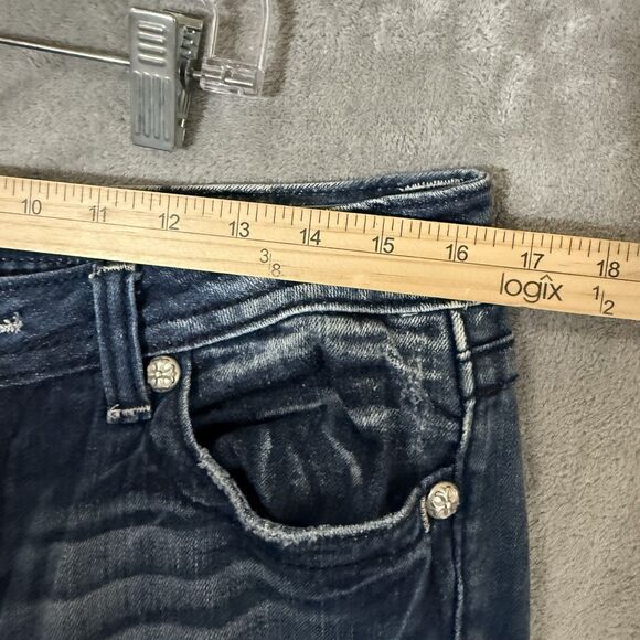 Miss Me Jeans Sz 31 Boot Bootcut Embellished Pocket Rhinestones Distressed 31x33 - Picture 5 of 9